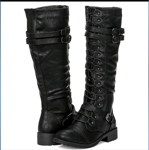 Shoes - ■SOLDOUT■ NEW WIDE CALF KNEE-HI LACE-UP RIDING BOOTS